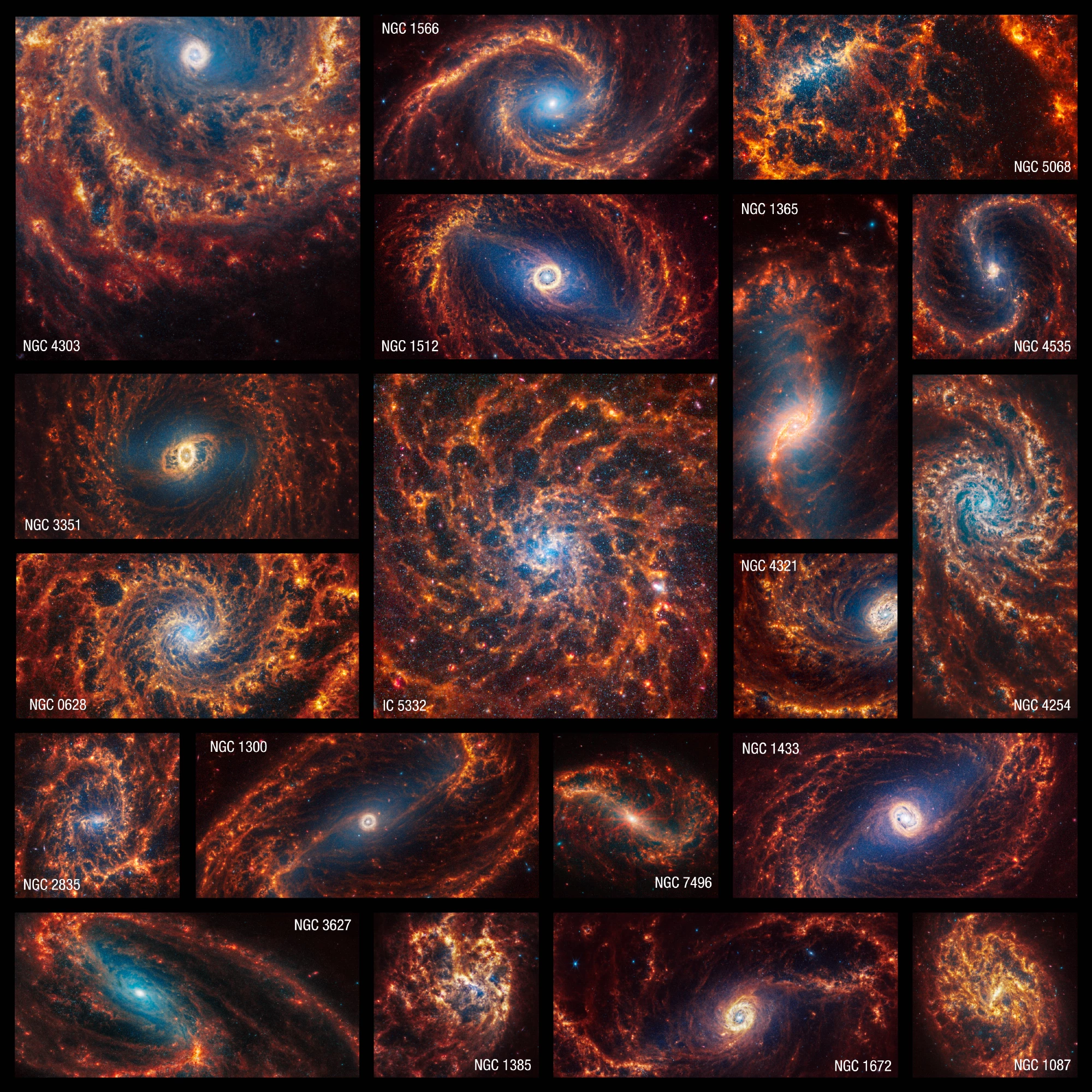 Collage of spiral galaxies